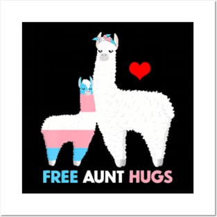 Trans Llama Free Aunt Hugs Proud Ally Transgender Flag Posters and Art